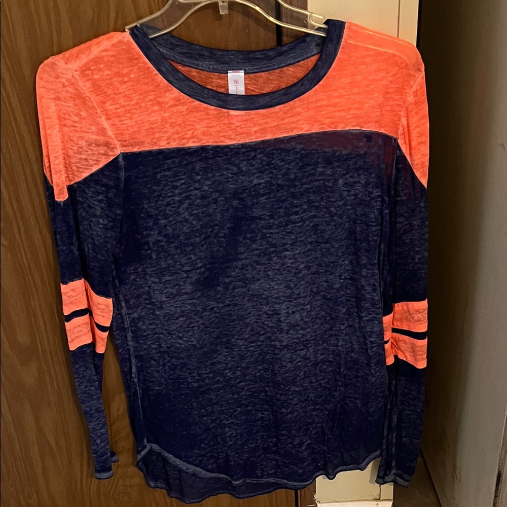 No Boundaries Blue and Orange Color Block Blouse